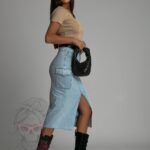 Spódnica jeansowa z kieszeniami Reti j. niebieska