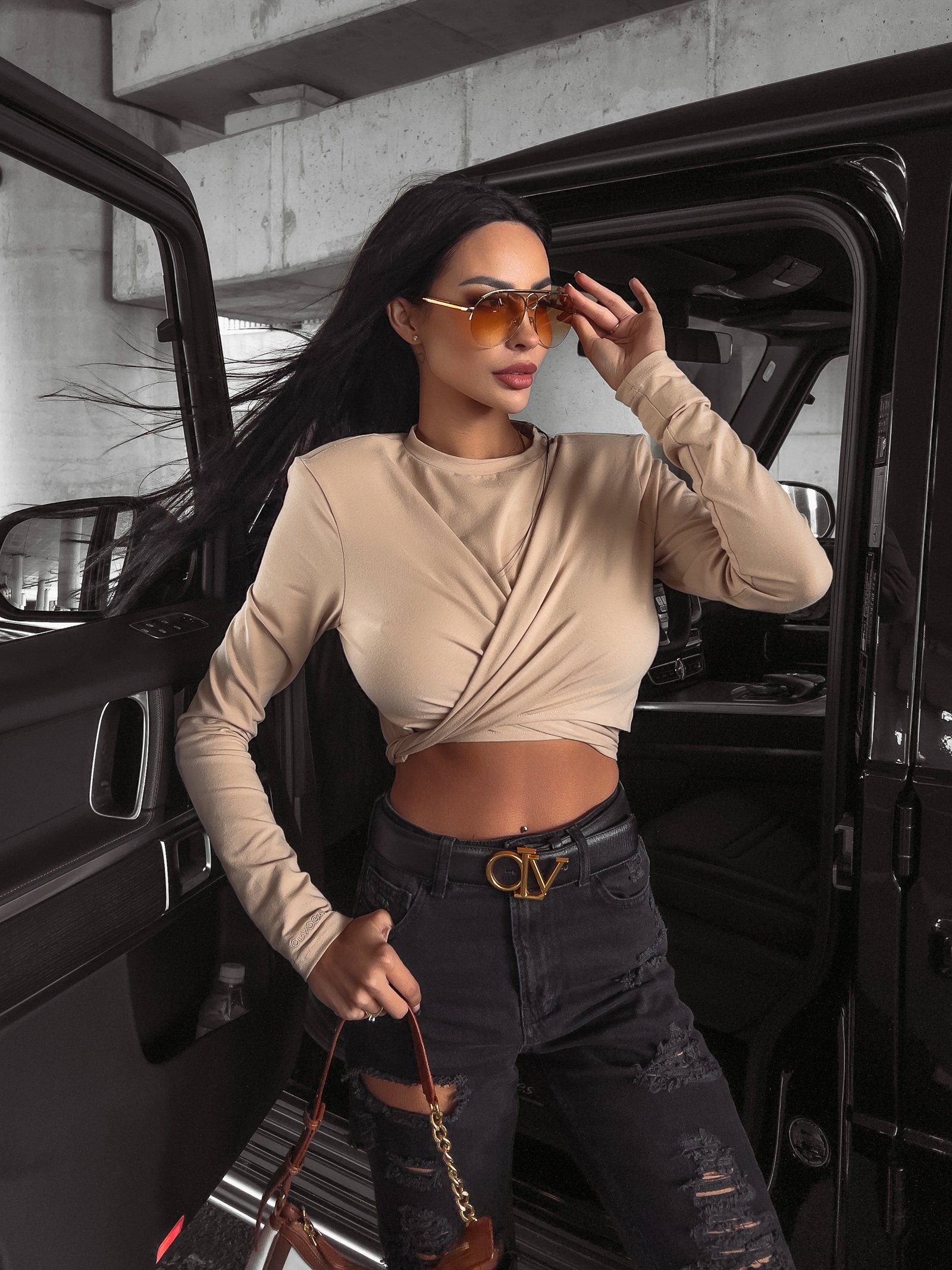 Bluzka elastyczna z marszczeniem Jona Ola Voga j.beżowa Bluzka elastyczna z marszczeniem Jona Ola Voga j.beżowa