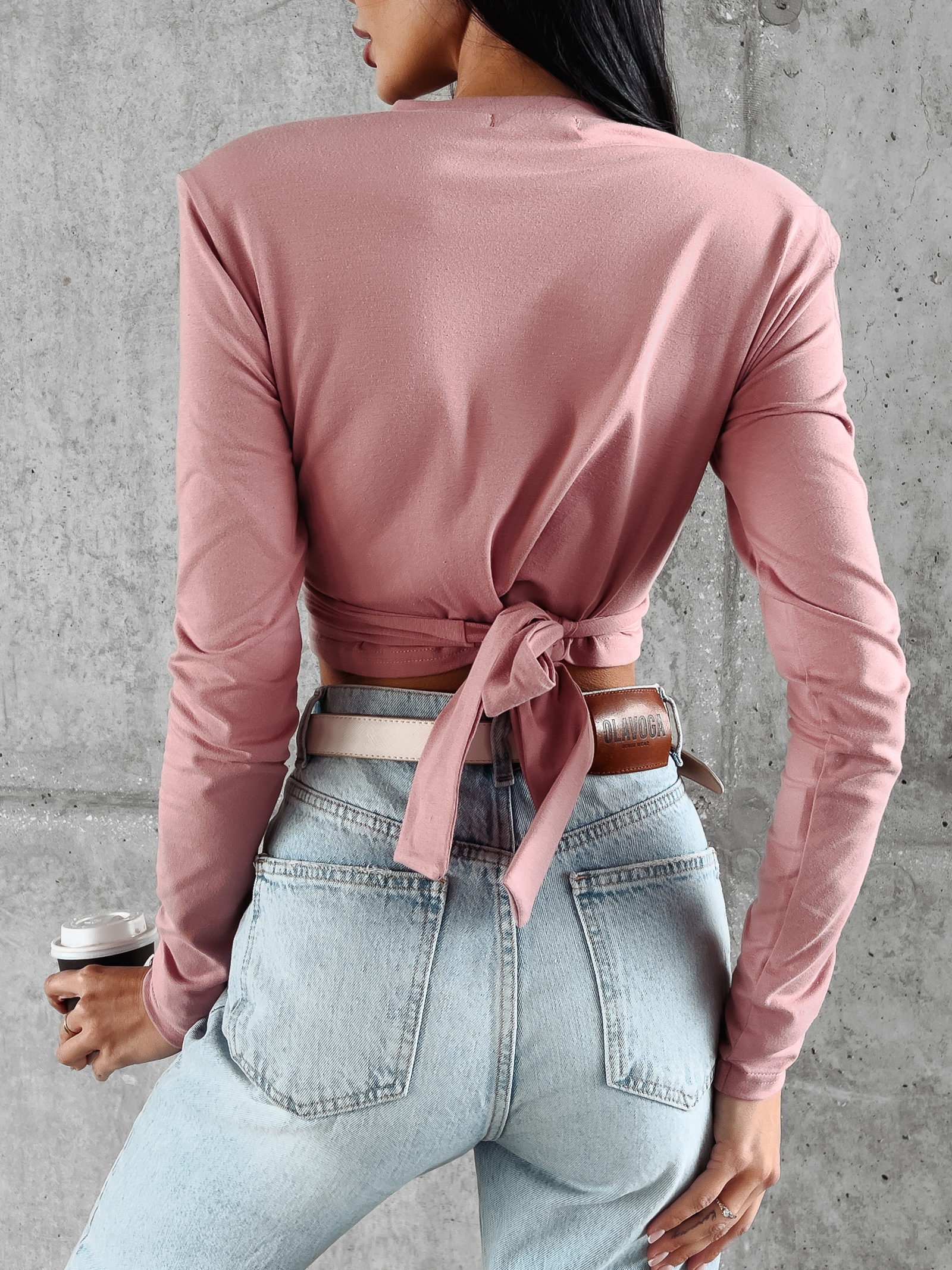 Bluzka elastyczna z marszczeniem Jona Ola Voga brudny róż