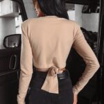 Bluzka elastyczna z marszczeniem Jona Ola Voga j.beżowa