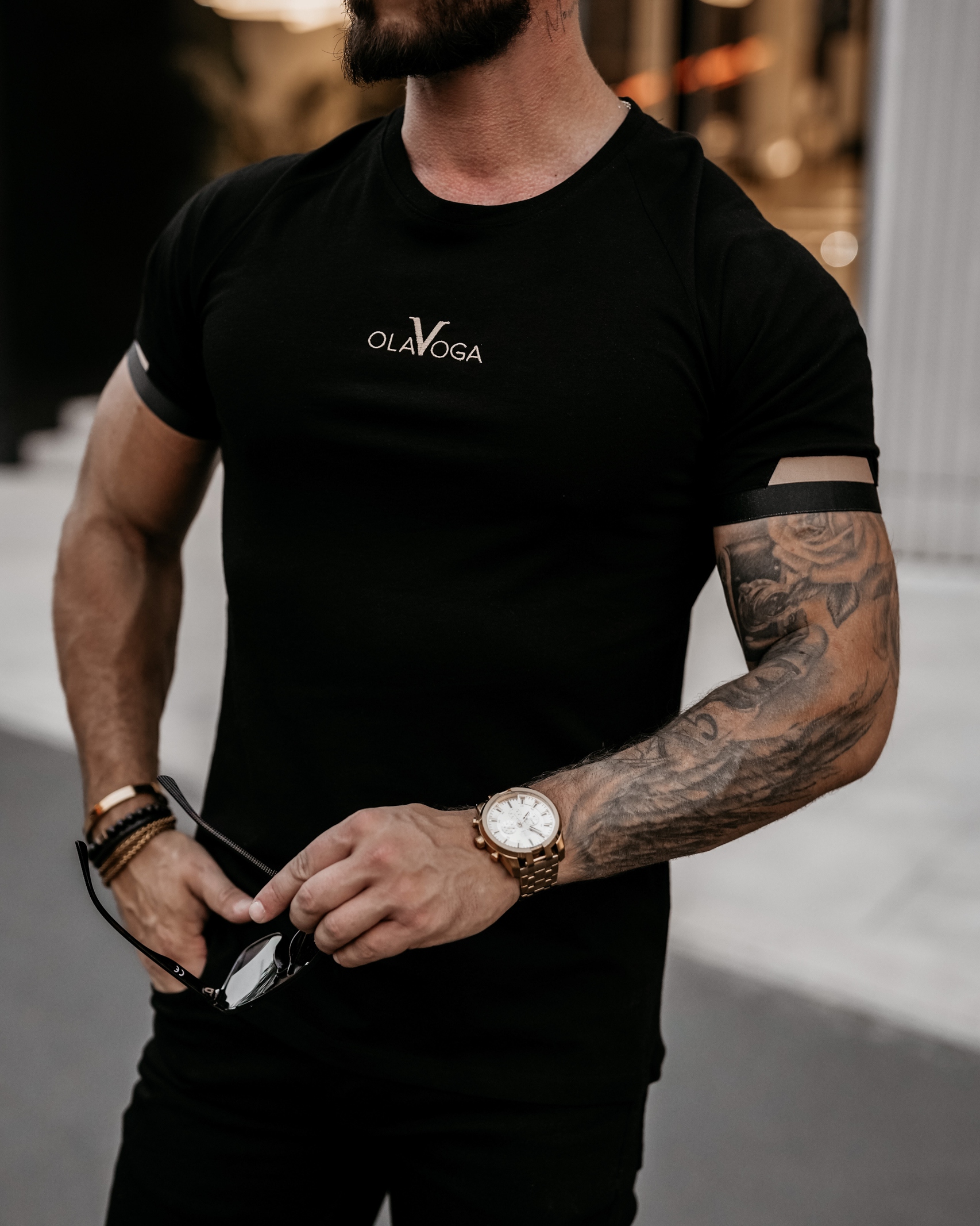 T-shirt bawełniany męski Ovg Ola Voga czarny