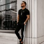 T-shirt bawełniany męski z haftem Dor Ola Voga czarny