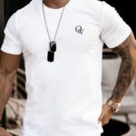 T-shirt bawełniany męski z haftem Dor Ola Voga biały