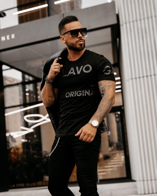 T-shirt bawełniany męski z nadrukiem Bur Ola Voga czarny