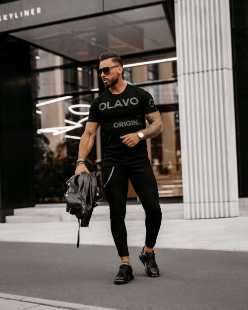 T-shirt bawełniany męski z nadrukiem Bur Ola Voga czarny