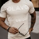 T-shirt bawełniany męski z nadrukiem Bur Ola Voga beżowy