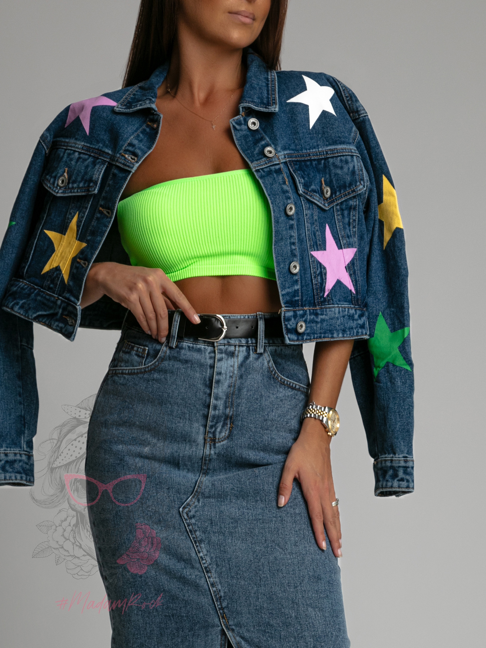 Spódnica jeansowa maxi Attri dekatyzowana granat