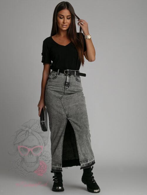 Spódnica jeansowa maxi Attri dekatyzowana czarna