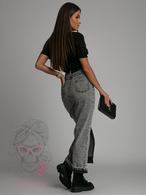 Spódnica jeansowa maxi Attri dekatyzowana czarna