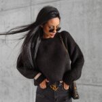 Sweter oversize Camel Ola Voga czarny