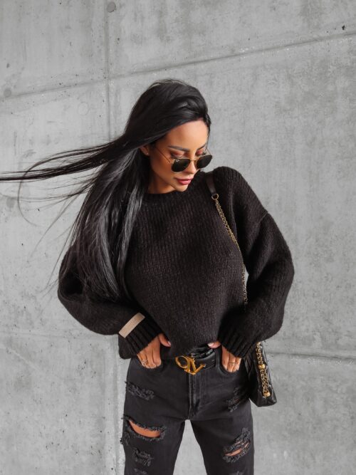 Sweter oversize Camel Ola Voga czarny