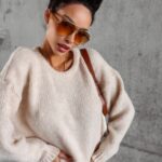 Sweter oversize Camel Ola Voga beżowy