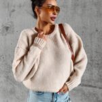 Sweter oversize Camel Ola Voga beżowy