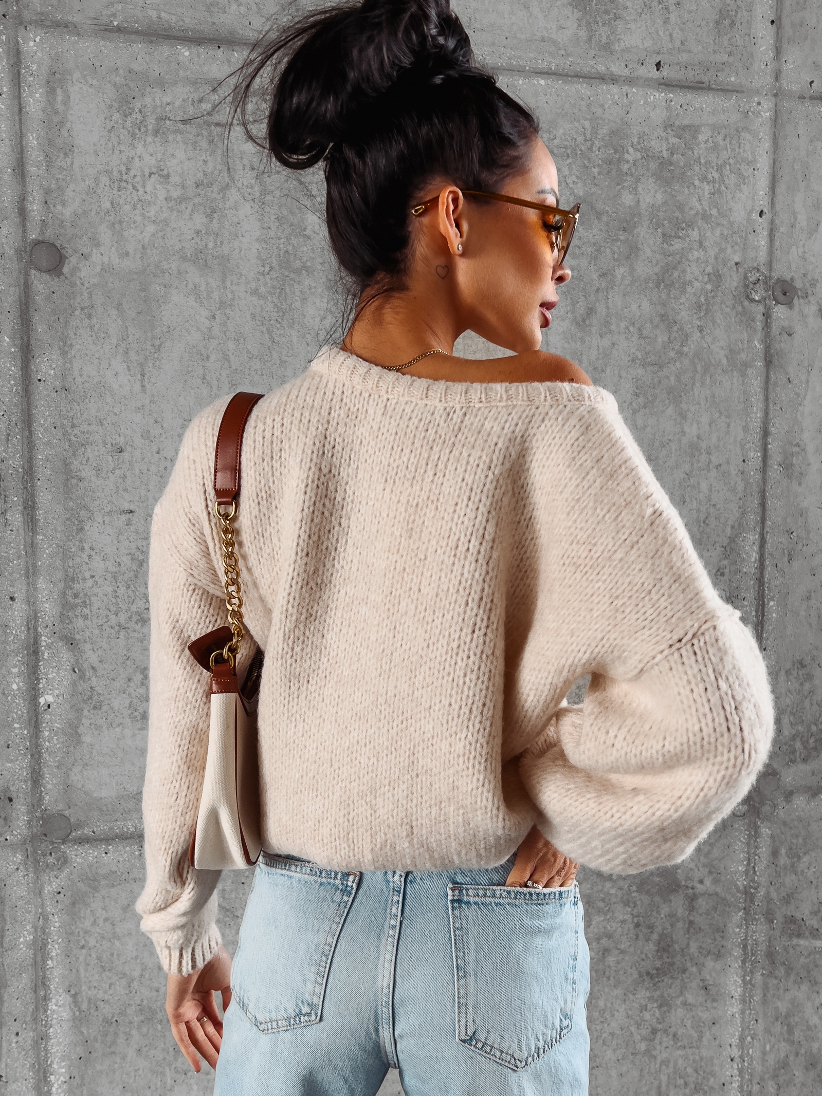 Sweter oversize Camel Ola Voga beżowy