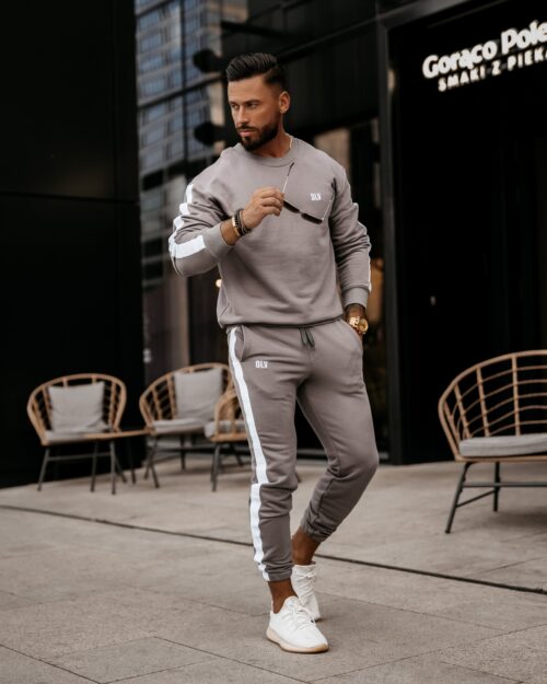 Komplet dresowy męski z lampasami Eton Ola Voga szary