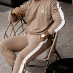 Komplet dresowy męski z lampasami Eton Ola Voga beżowy