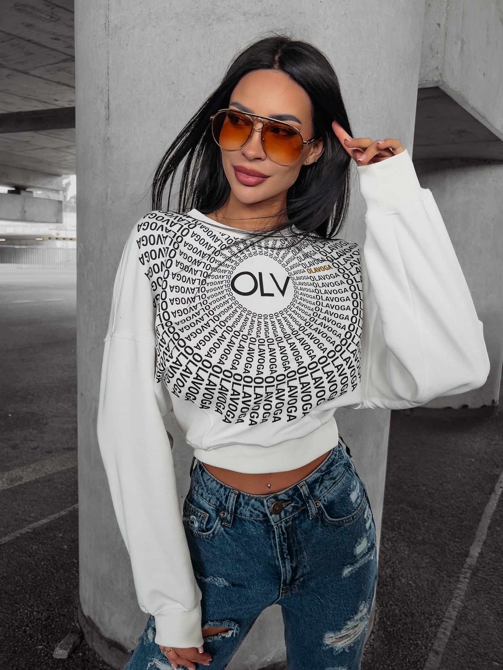 Bluza damska bawełniana logowana Tanes Ola Voga biała