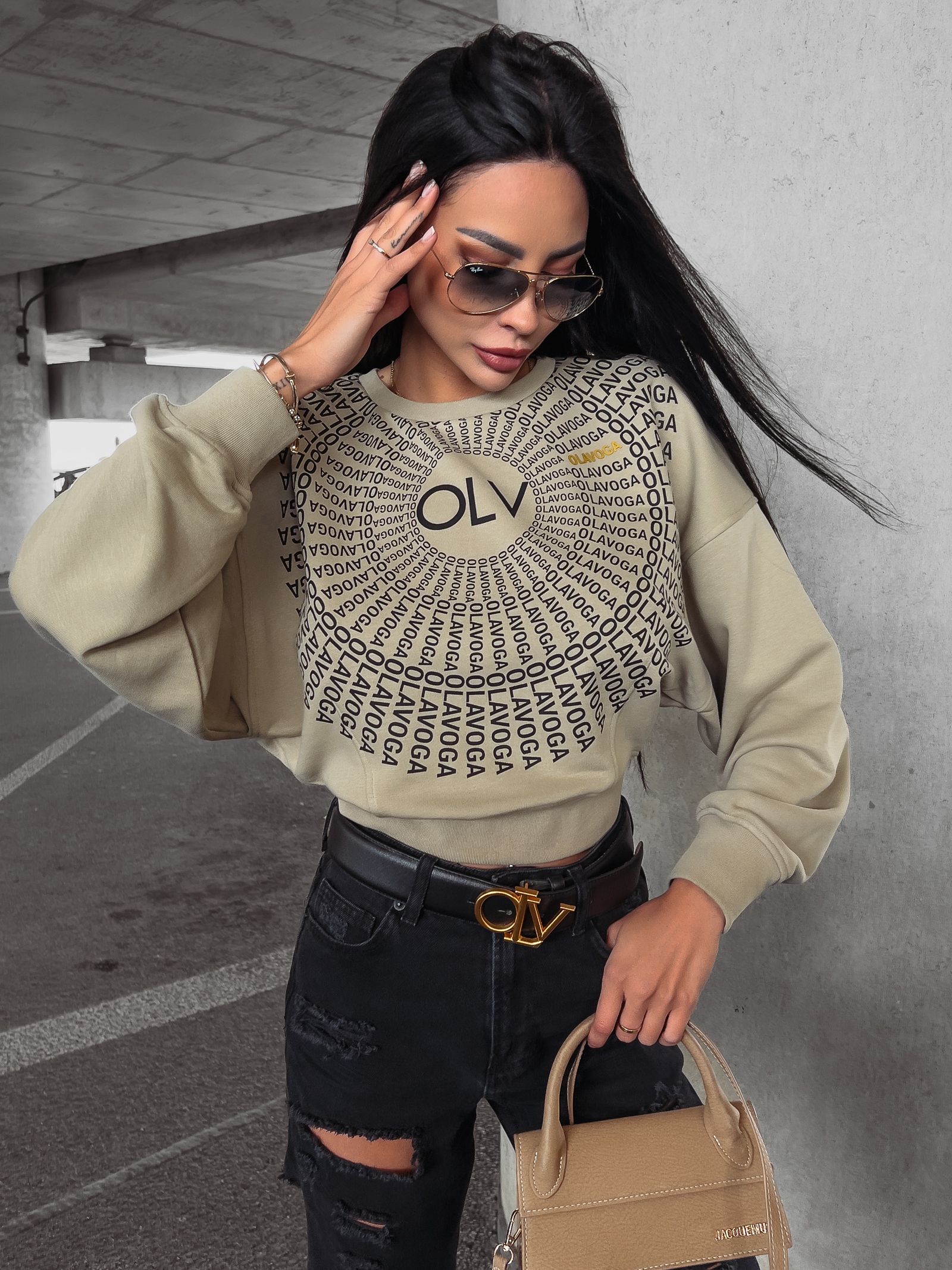 Bluza damska bawełniana logowana Tanes Ola Voga khaki