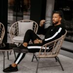 Komplet dresowy męski z lampasami Eton Ola Voga czarny