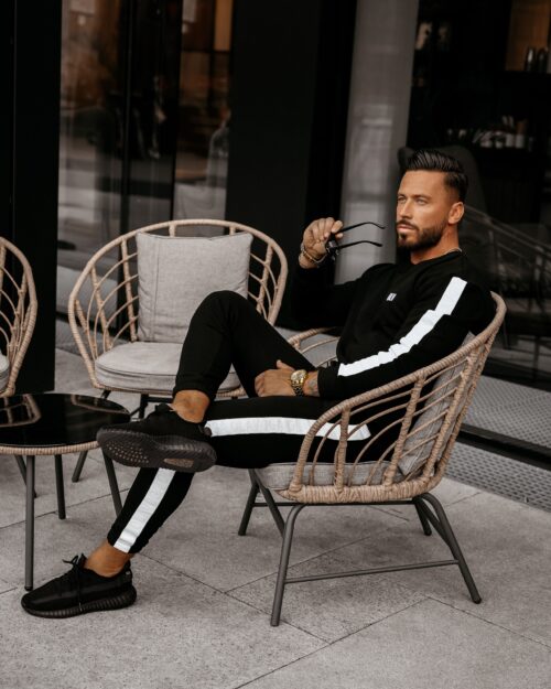 Komplet dresowy męski z lampasami Eton Ola Voga czarny