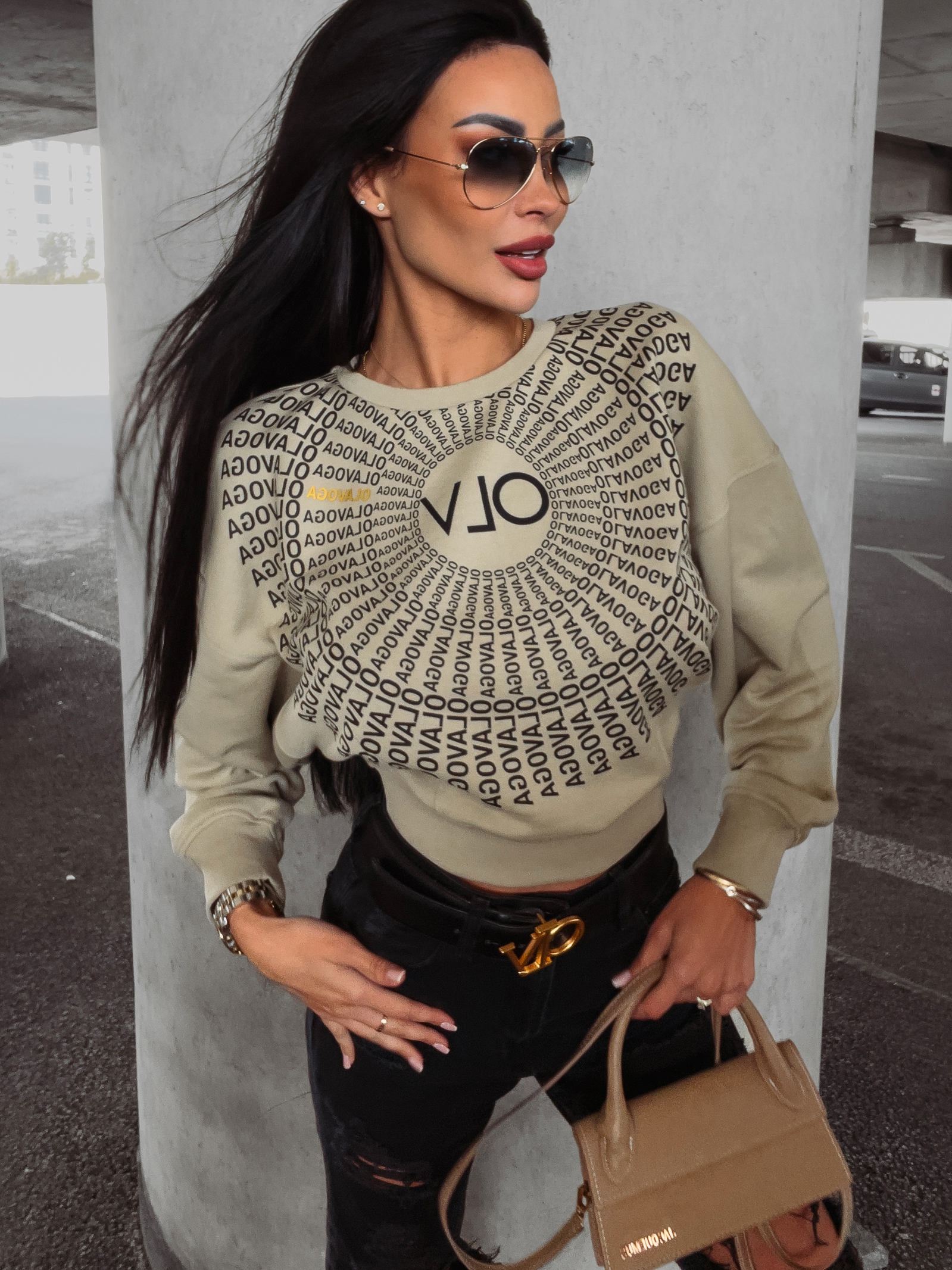 Bluza damska bawełniana logowana Tanes Ola Voga khaki Bluza damska bawełniana logowana Tanes Ola Voga khaki