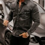 Koszula jeansowa męska regular fit Milo Ola Voga czarna