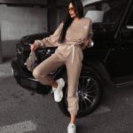 Komplet dresowy damski z lampasem Alaia Ola Voga beżowy