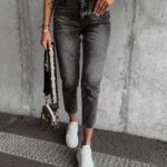 Spodnie jeansowe rurki wyszczuplające Off Ola Voga czarne