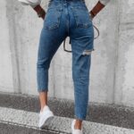 Spodnie jeansowe z rozcięciami Garo Ola Voga niebieskie