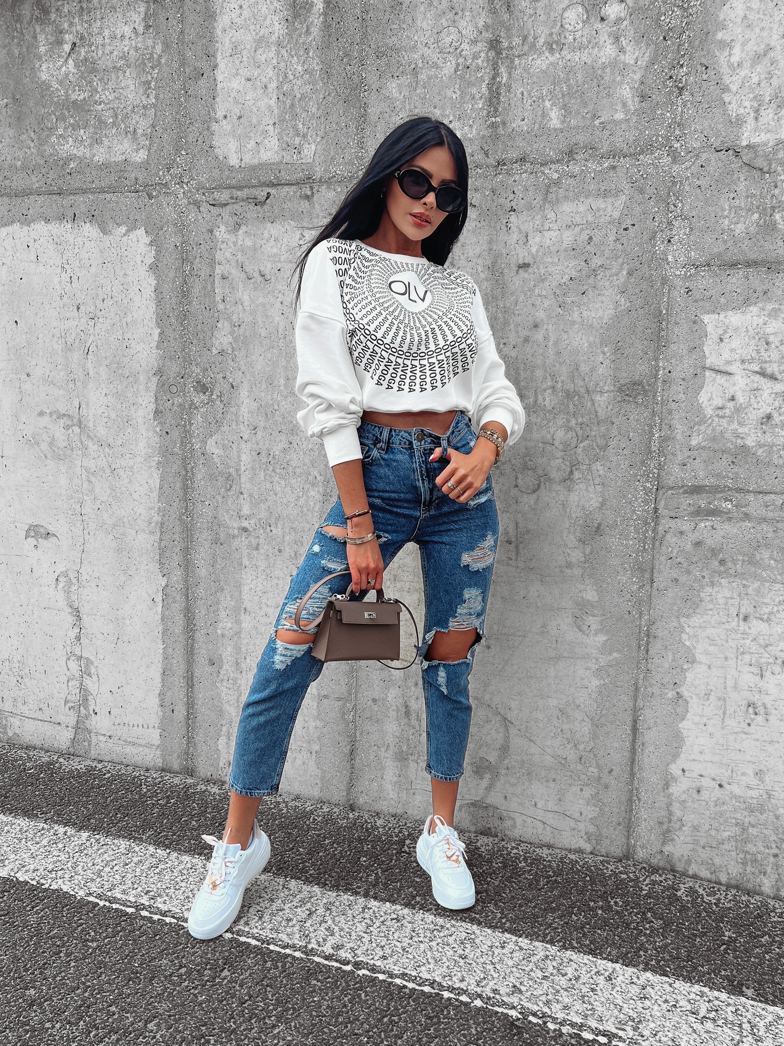 Spodnie jeansowe z rozcięciami Garo Ola Voga niebieskie Spodnie jeansowe z rozcięciami Garo Ola Voga niebieskie