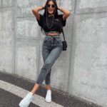 Spodnie jeansowe rurki wyszczuplające Off Ola Voga czarne