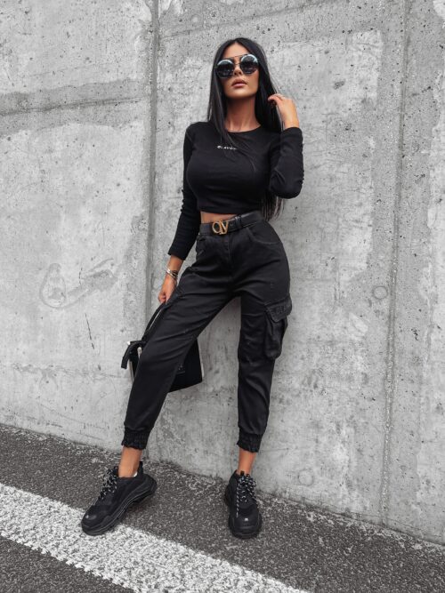 Spodnie luźne jogger Cargo Ola Voga czarne