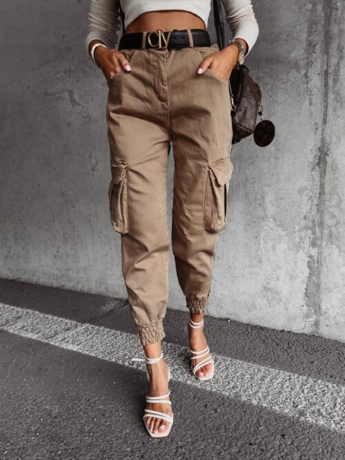 Spodnie luźne jogger Cargo Ola Voga beżowe