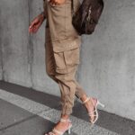 Spodnie luźne jogger Cargo Ola Voga beżowe