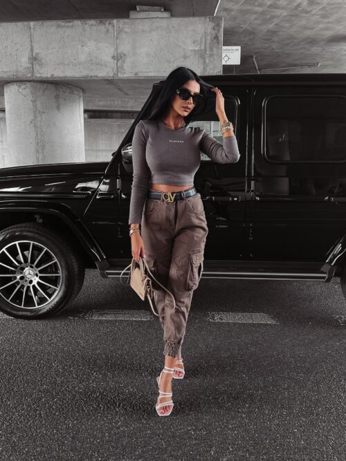 Spodnie luźne jogger Cargo Ola Voga khaki