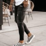 Spodnie jeansowe męskie z przetarciami Arran Ola Voga czarne