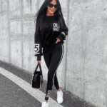 Legginsy elastyczne z lampasem Sage Ola Voga czarne