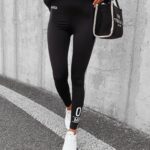 Legginsy elastyczne z lampasem Sage Ola Voga czarne