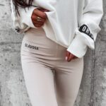Legginsy elastyczne z lampasem Sage Ola Voga beżowe