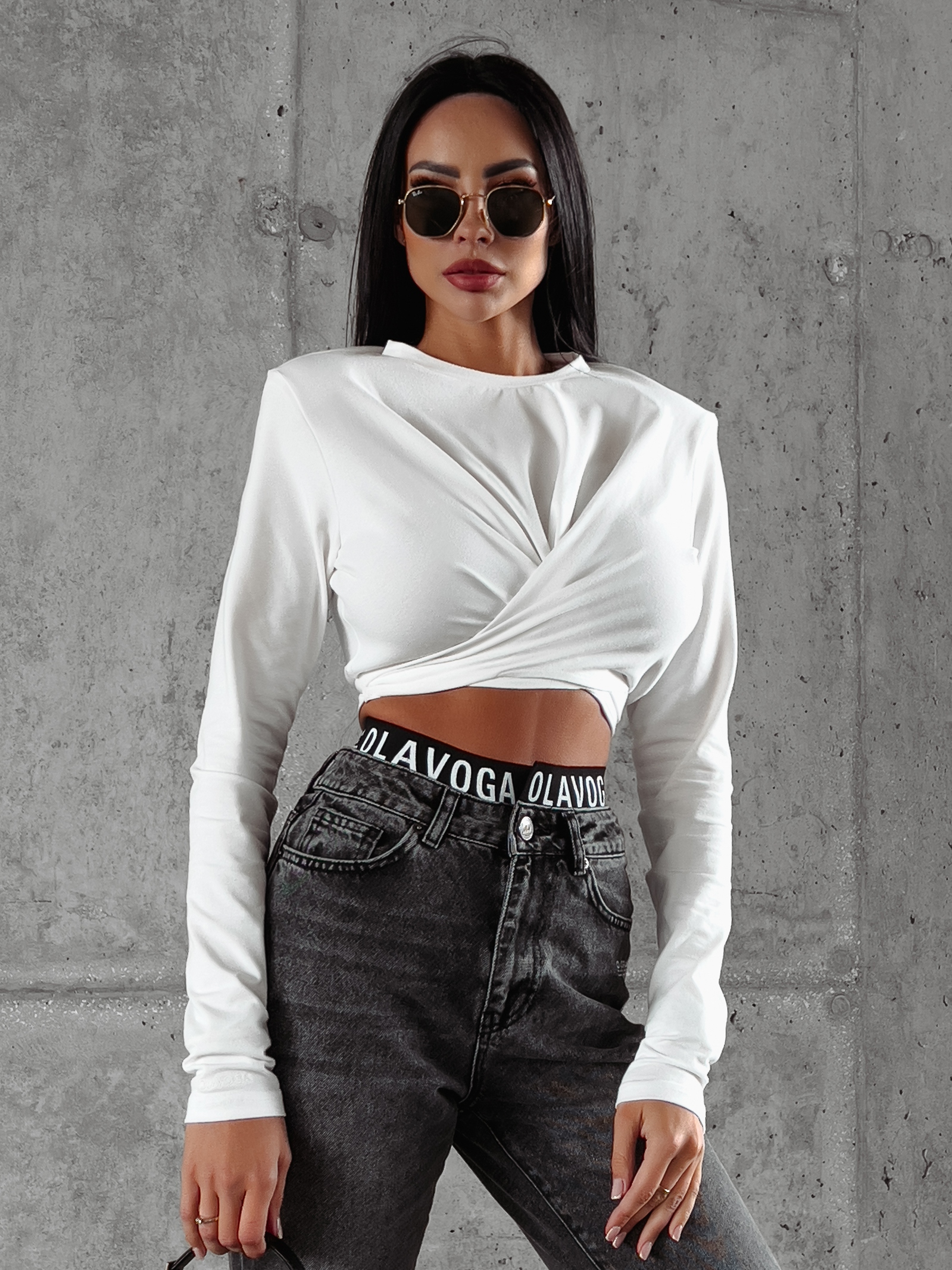 Bluzka elastyczna z marszczeniem Jona Ola Voga ecru