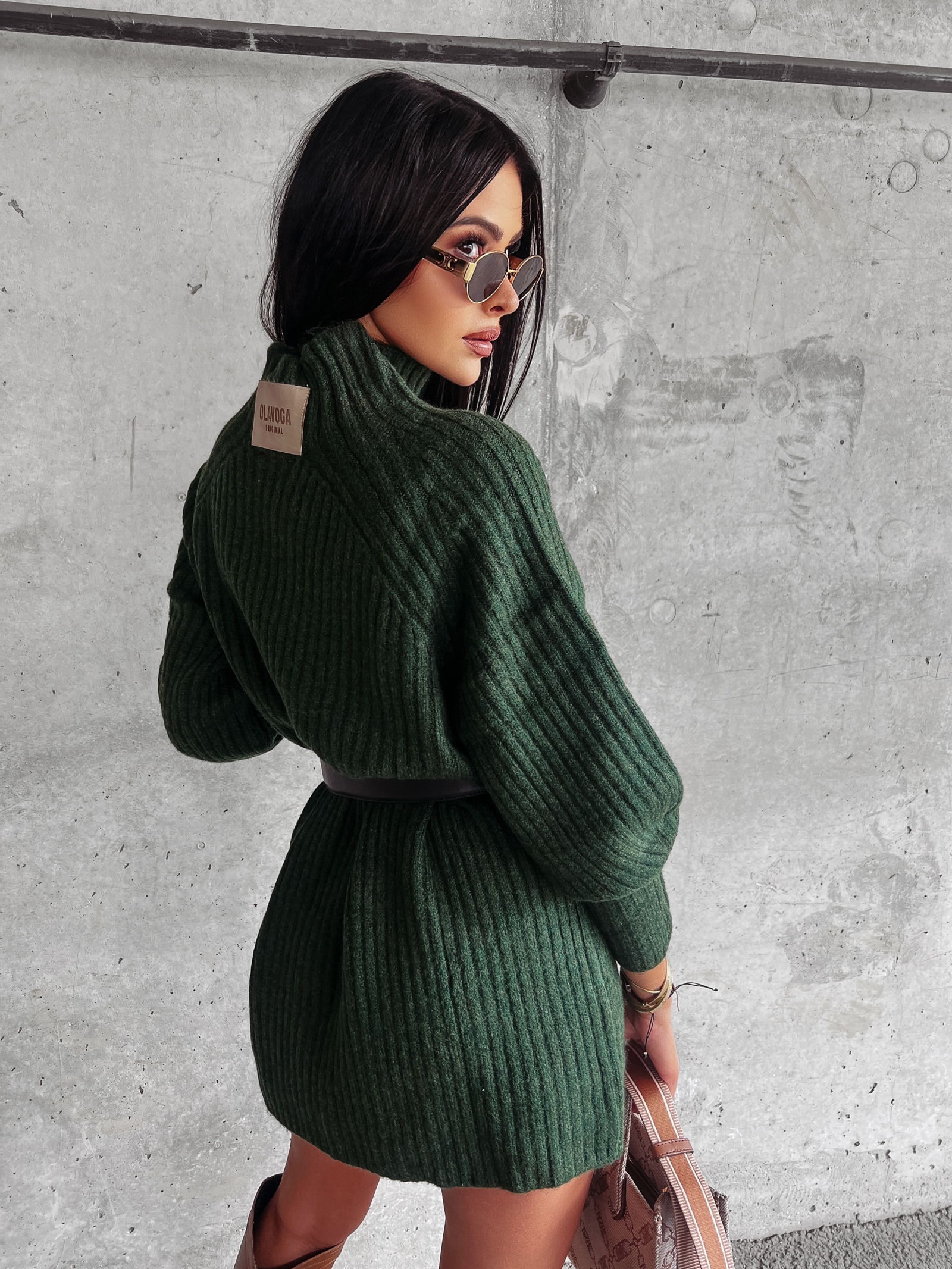 Sweter półgolf oversize Lope Ola Voga zielony