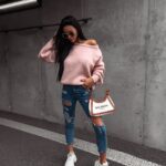 Sweter oversize Camel Ola Voga pudrowy róż