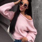 Sweter oversize Camel Ola Voga pudrowy róż