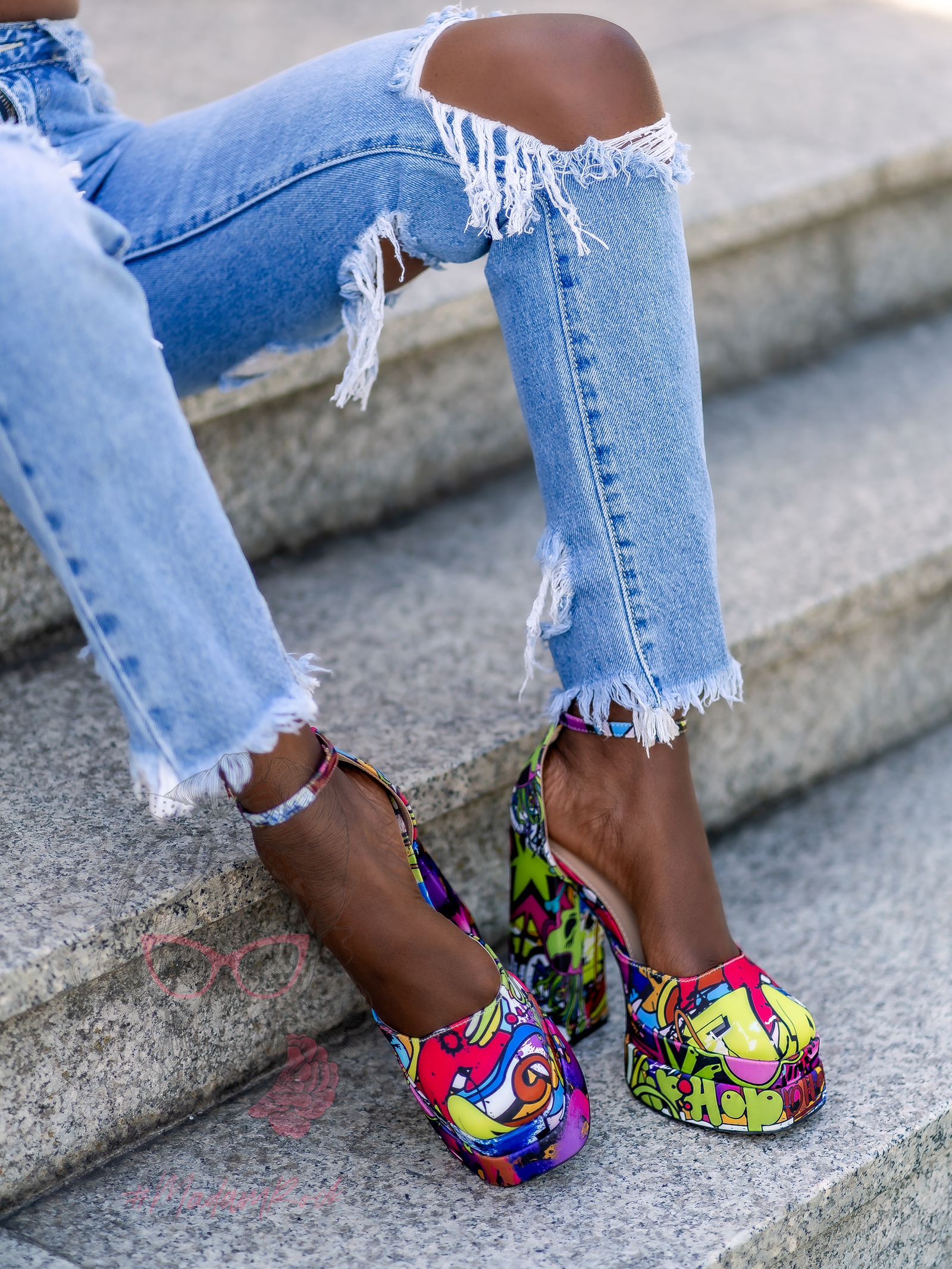 Czółenka na klocku HipHop kolorowe Czółenka na klocku HipHop kolorowe