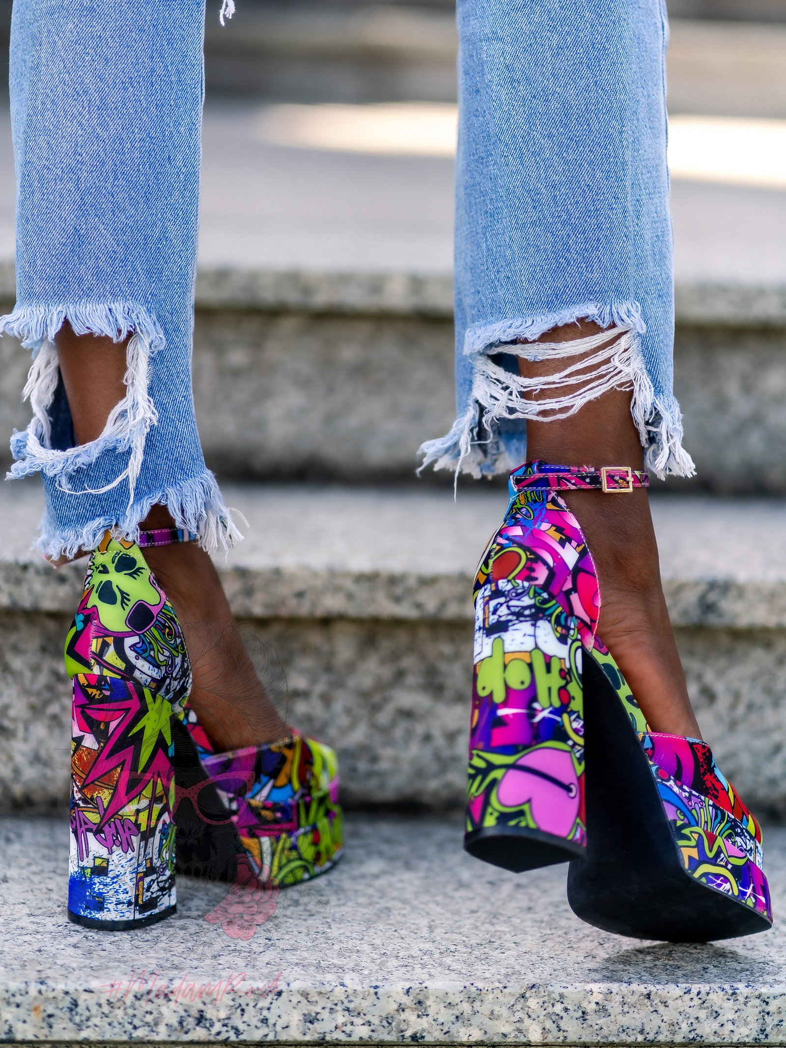 Czółenka na klocku HipHop kolorowe Czółenka na klocku HipHop kolorowe