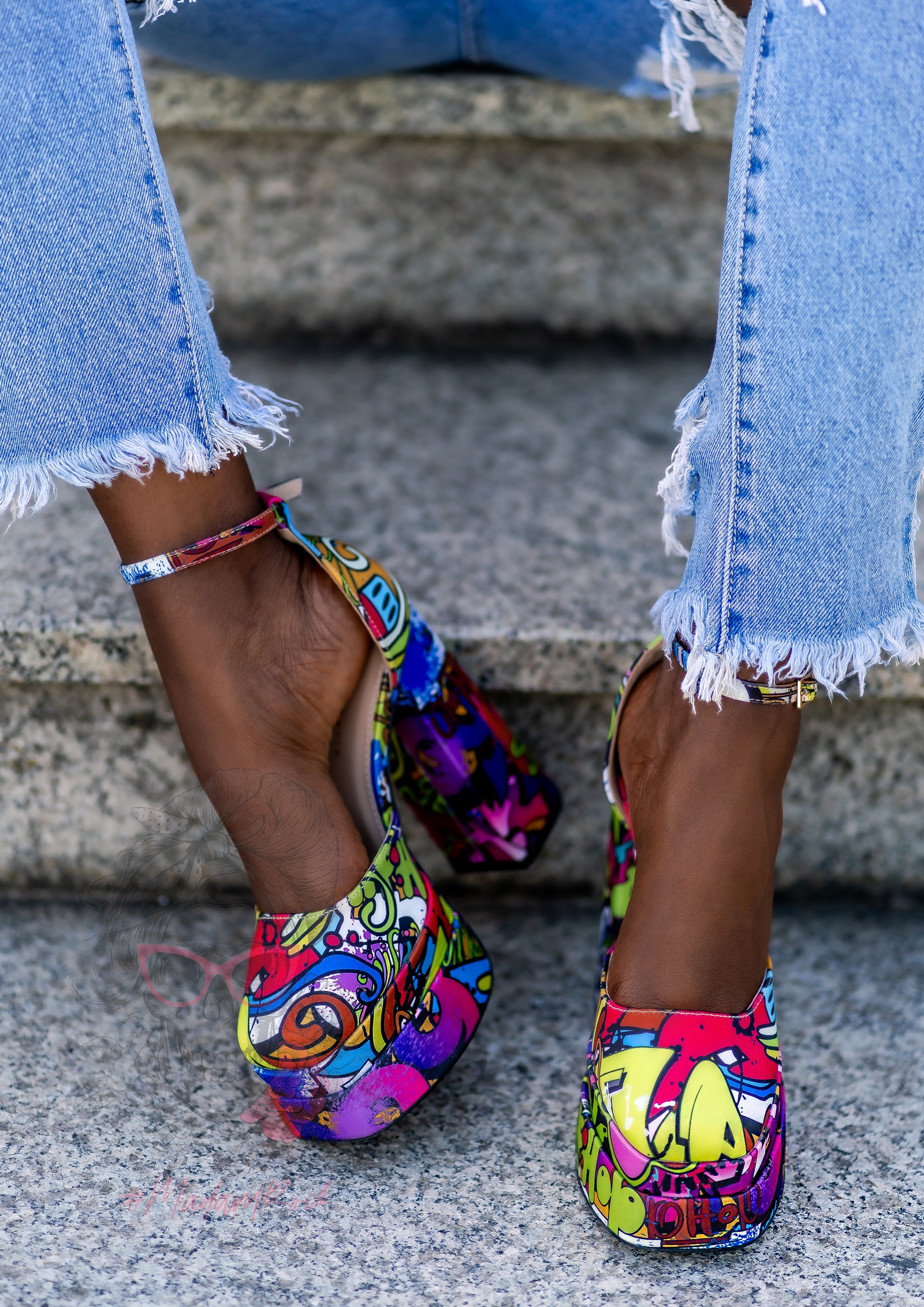 Czółenka na klocku HipHop kolorowe Czółenka na klocku HipHop kolorowe