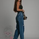 Jeansy boyfriend z paskiem Duffel granatowe