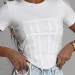 Bluzka z haftkami Manos biała