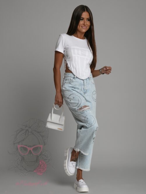 Spodnie jeansowe boyfriend Lucky Smile niebieskie