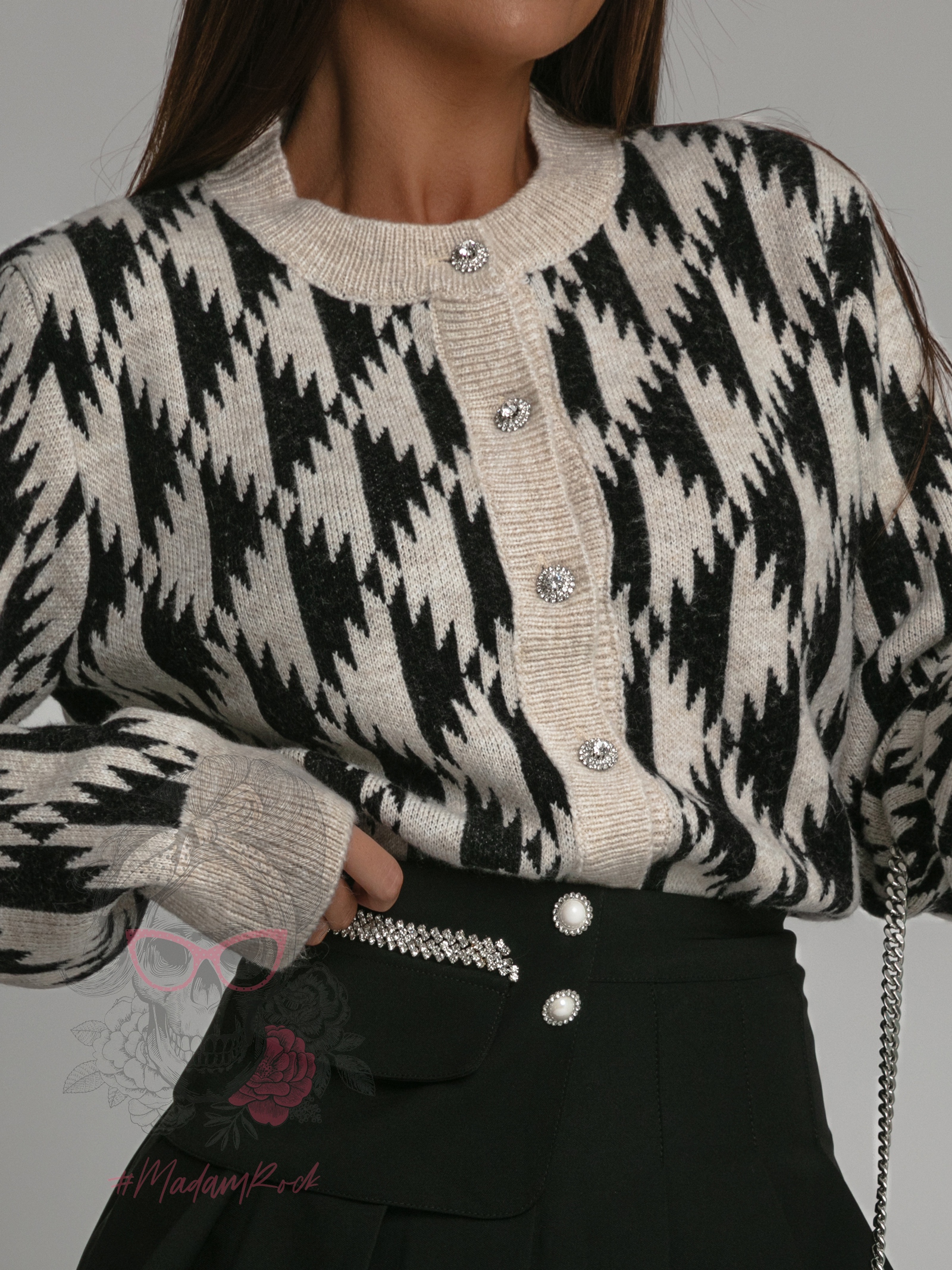 Sweterek elegancki Zigi szaro-beżowy